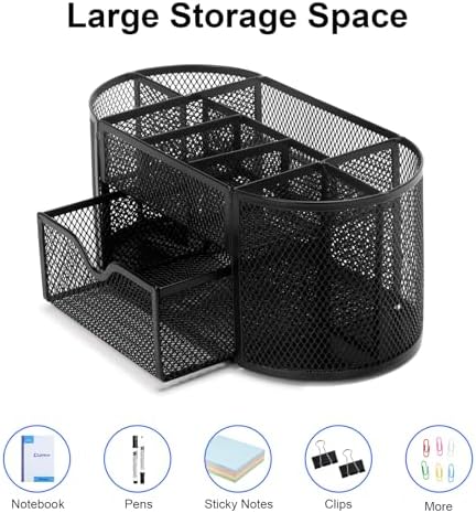 Comix Mesh Pen Holder, Desk Organizer for Home Office, Black