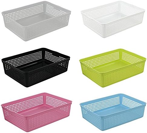 Obstnny Paper Organizer Basket, Plastic File Baskets, Colorful (6 Packs)