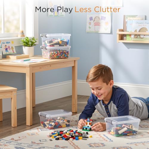 Citylife 10Packs 1.3Qt Small Storage Bins with Lids,Stackable Clear