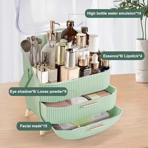 Make up Organizers and Storage, Makeup Organizer for Vanity, Cosmetics Skincare Organizers with Lid and Drawers, Cosmeti
