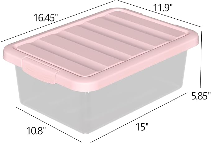 14 Quart Latching Storage Bin with Lid, Plastic Clear Storage Box, 2 Pack