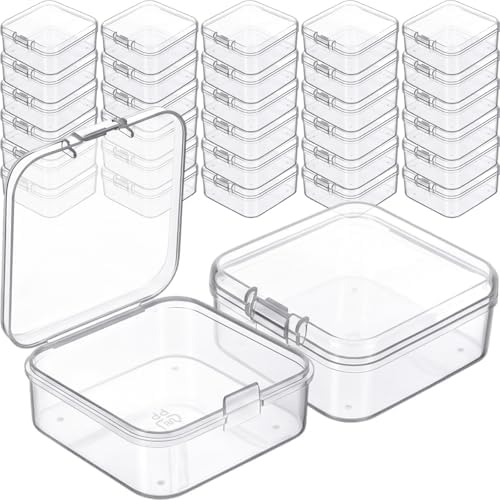 Jetec 30 Pieces Small Clear Plastic Storage Box, 1.7 x 1.7 x 0.8 Inch