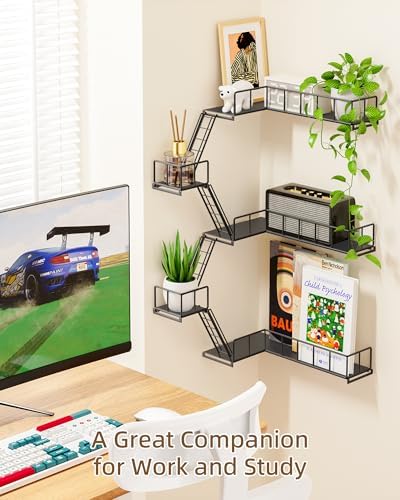 Fire Escape Wall Shelf, Modern City Style Corner Wall Ladder Shelves, Metal Action Figures Display Floating Shelf, New Y