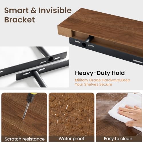 72 Inch Floating Shelves for Wall 2 Pack, Wood Wall Bathroom Shelves
