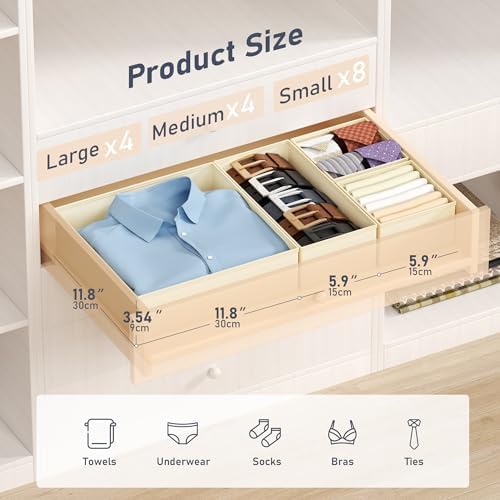 DIMJ Drawer Organizer Clothes - 16 Pack Baby Dresser Organizer for Nursery, Foldable Drawer Organizer Bins for Closet Be