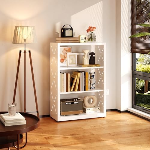 SteeLoong 3 Tier Bookcase,Metal Bookshelf with Adjustable Feet & Shelves