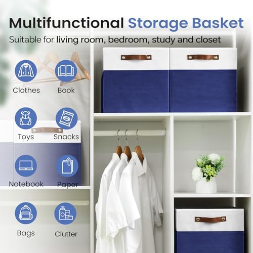 FinishingBo 13 inch Storage Bins with Labels 6 Pack