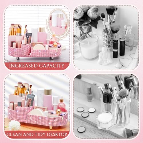 Rotating Makeup Organizer Vanity, Pink, Rhinestone