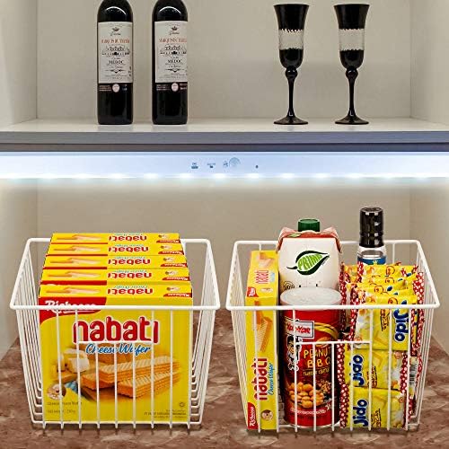 Upright Freezer Organizer Bins， Freezer Baskets for 16, 17, 21 cu.ft Standup Freezer, Wire Storage Baskets with Built-in