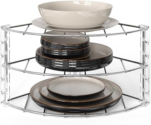 Deco Brothers 3-Tier Counter and Cabinet Corner Shelf Organizer, Chrome
