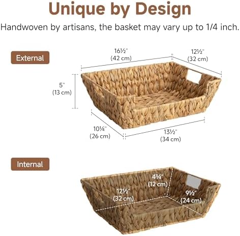 StorageWorks Pantry Baskets for Organizing, Woven Baskets, Water Hyacinth