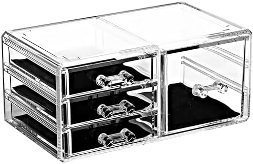 Ikee Design 5 Pcs Acrylic Makeup Organizer, 15 Drawers Lipstick Holders