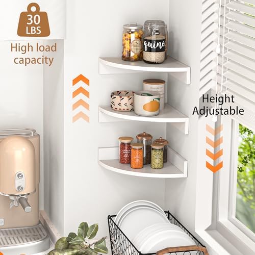 Fun Memories Corner Shelf Wall Mount, Wood Floating Corner Shelves, Corner Wall Shelf for Bedroom, Bathroom, Kitchen, Li