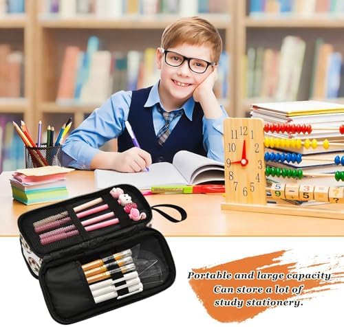 Wfrish Football Balls Pencil Case Pencil Pouch Big Capacity 3 Compartments Back to School Supplies for Teen Girl Boy Pouch Pen Bag Large Storage Organizer with Zipper Handle for Men Women
