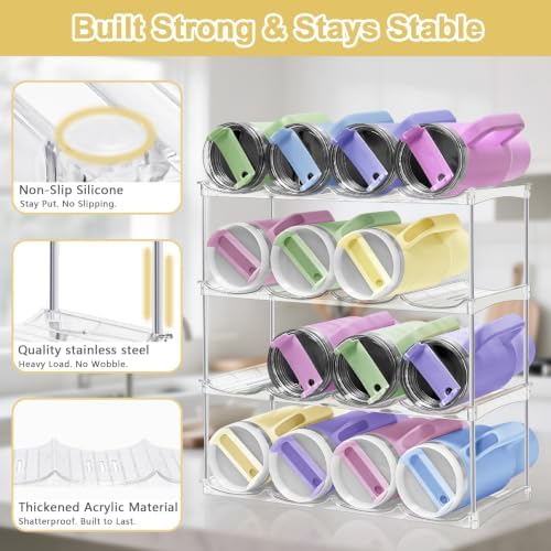 Spaclear Water Bottle Organizer - Stackable Water Bottle Holder for Cabinet
