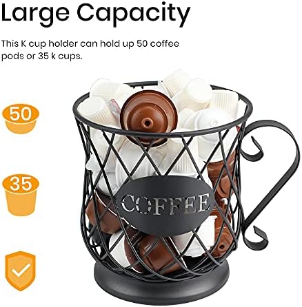 TreeLen K Cup Holder Coffee Pod Holders for 35 Kcups Keurig Storage Organizer Coffee Bar Accessories for Counter - Matte