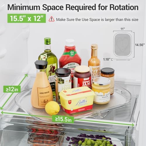 LAMU Lazy Susan Turntable Organizer for Refrigerator Organizers and Storage Fridge Organization, Condiment Organizer for