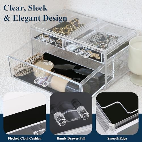 Sea Team Stackable Clear Acrylic Makeup Organizer with Drawers for Vanity