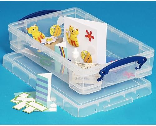 Really Useful Box 4 Liter Plastic Stackable Storage Container w/Snap Lid & Built-In Clip Lock Handles for Home & Office 