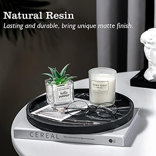 Emibele Vanity Tray, Black Round Trays for Bathroom Bedroom Countertop