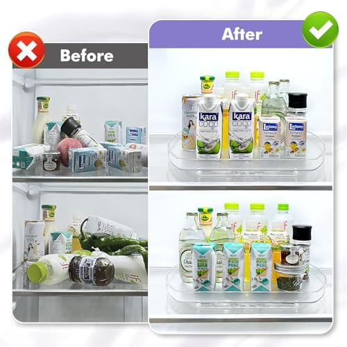 Incostar 360° Rotating Lazy Susan Turntable - Multifunctional Rectangular Organizer for Refrigerator, Cabinet, Pantry, a