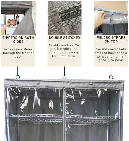 Formosa Covers Clear Front Wire Shelf Cover 60x24x72" Grey No Shelf