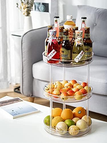 3 Tier Clear Lazy Susan Organizer, 360 Degree Rotating Round Lazy Susan Turntable 9" Non-Skid Rotating Organization Stor