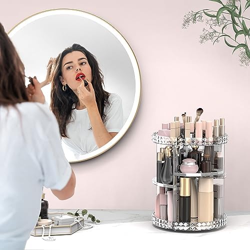 Rotating Makeup Organizer, 360° Spinning Skincare Organizers, Adjustable Layer Cosmetic Storage Lazy Susan Makeup Organi