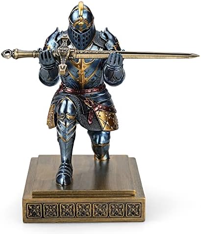 King's Guard Knight Pen Holder with a Letter Opener Desk Organizers Blue