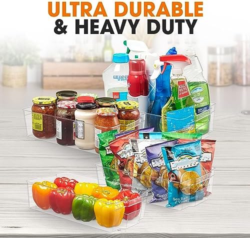 Cheer Collection Clear Refrigerator Organizer Bins - BPA Free Transparent Storage Bins for Pantry, Fridge, Tools & Cabin