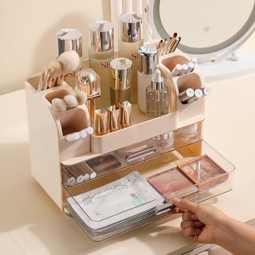 Anyoifax Makeup Organizer Countertop with Large Drawers, Beige