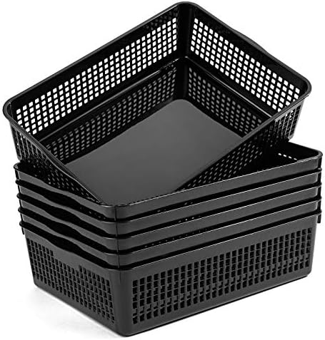 Aebeky A4 Size Plastic Paper Storage Trays,Desktop File Organizer Baskets,6-Packs (Black)