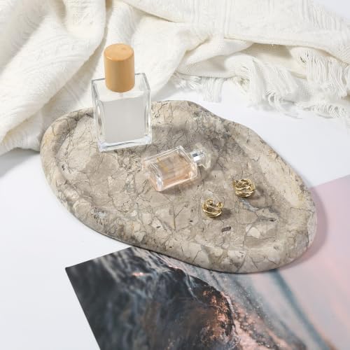 Koville Marble Vanity Tray for Bathroom, Cloud Shape Stone Key Tray