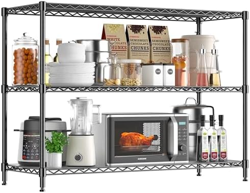 3-Shelf Adjustable Storage Shelves 35.1" W x 14" D x 36" H Metal Shelving Unit 450LBS Heavy Duty Wire Rack Small Organiz