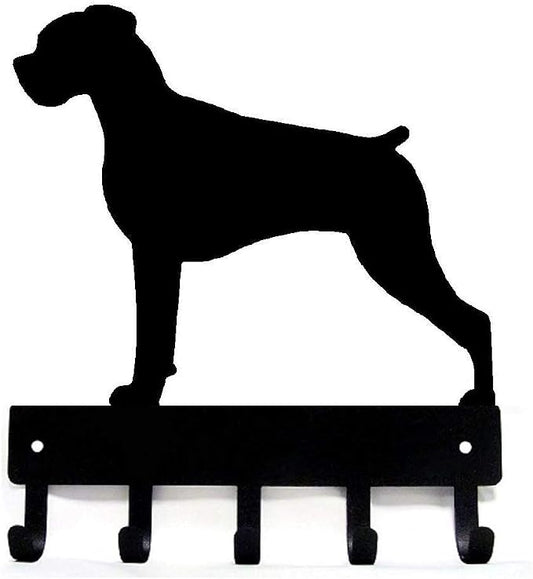 Boxer (Natural Ears) Key Holder with 5 Hooks Small 6" | 5 Hooks, Made in USA