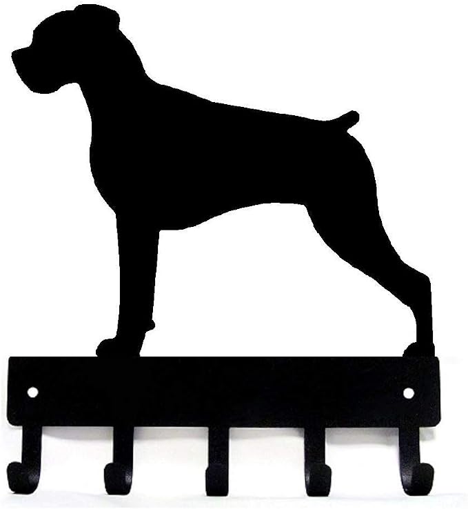 Boxer (Natural Ears) Key Holder & Leash Hanger 9 inch | 5 Hooks, Made in USA