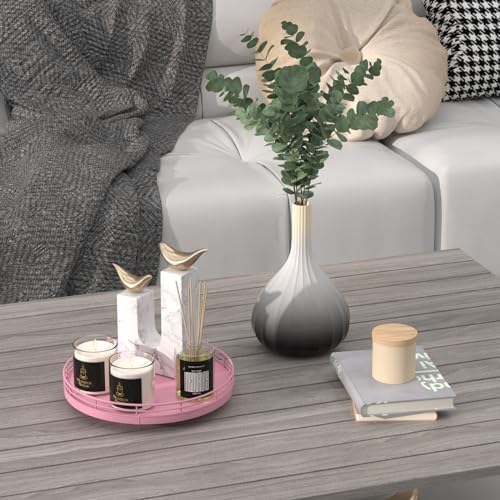 Oroyutor 9-Inch Oak Lazy Susan Decorative Tray, Pink Finish