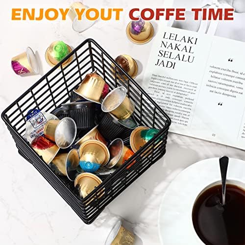 Zubebe 4 Pcs Coffee Pod Holder Large Capacity Coffee Pod Basket Wire Organizer Capsule Cages Metal Storage Capsule Baske