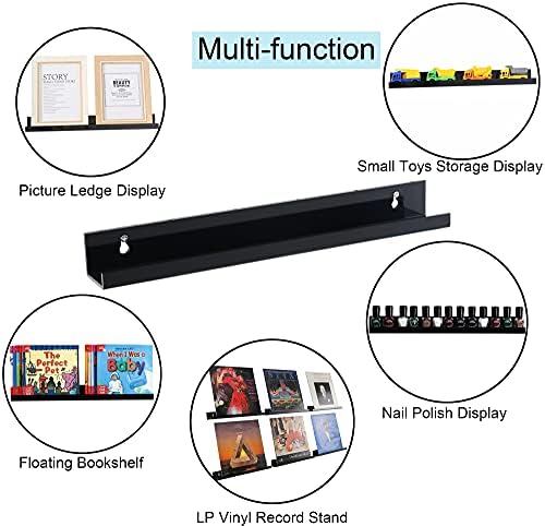 Sooyee 6 Pack 15 Inch Floating Shelf, Black