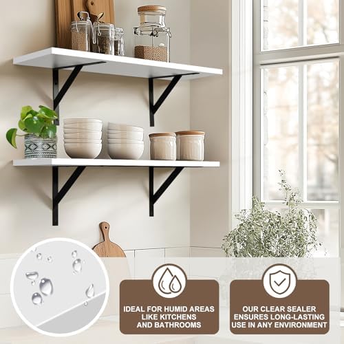 Tectocker-DOU 24" Long Floating Book Shelves for Wall, Heavy Duty, White