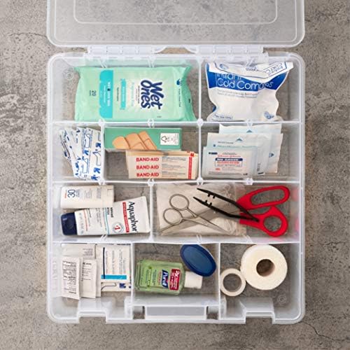 AB Designs 6823ABD Super Satchel with Removable Dividers, Stackable Home Storage Organization Container, Clear with Sliv