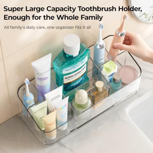 MOPMS 8 Slots Toothbrush Holders for Bathrooms with Detachable Dividers