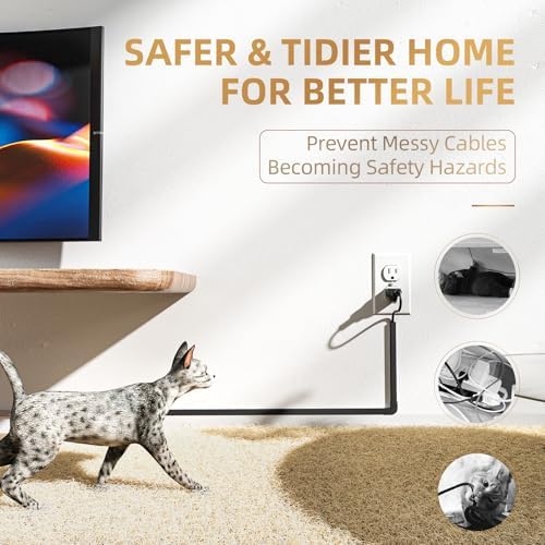 Delamu Black Cord Hider, 85in Cord Covers for Wires on Wall, One-Cord Cable Hider, Wire Hiders Wire Covers for TV Cords 