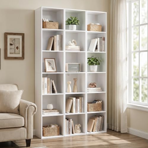 6 Cube Storage Organizer, 6 Tier Tall Narrow Bookshelf, White Cube Shelf