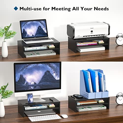 BONTEC Wooden Monitor Stand Riser for Desk, 2-Tier Computer Monitor Stand