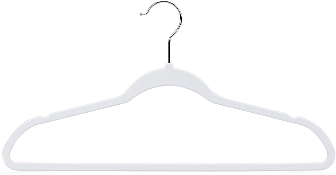 Quality Hangers 50 Pack Non-Velvet Plastic Hangers for Clothes - Heavy Duty Coat Hanger Set - Space-Saving Closet with Chrome Swivel Hook, Functional Non-Flocked Hangers - Cream White