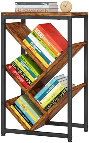 IBUYKE 5 Tier Tree Bookshelf,Small Desktop Bookshelf,Brown TBC003H