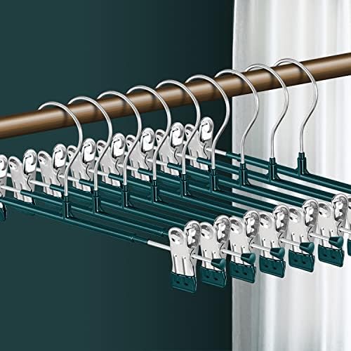 Pants Hangers with Clips Skirt Hangers, 12 Inch 20 Pack, Green