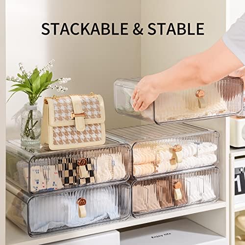 Underwear Drawer Organizer, Stackable Bra Organizer for Closet, 1 Cell Bra Storage, Sock and Underwear Organizer, Closet Organizers and Storage Drawer for Bra, Socks, Tie, Belt, Scarf