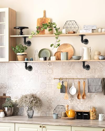 MUZIK 24Pc 4"×4" L Pipe Shelf Bracket, Heavy Duty Wall Mount, DIY Shelving